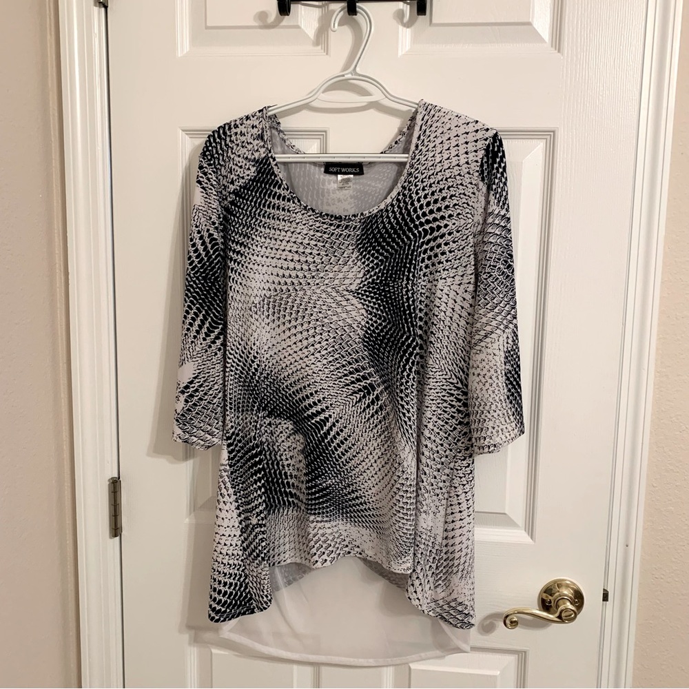Blue & White Three-Quarter Sleeve Women’s Blouse
